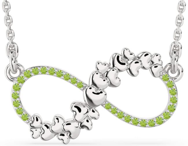 Large Peridot Platinum Infinity Heart Necklace