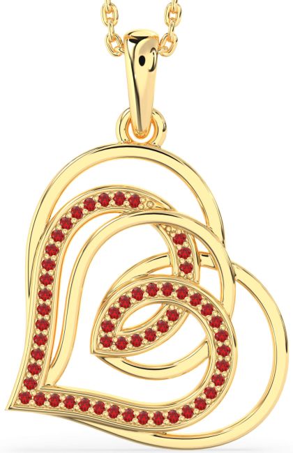 Ruby Gold Silver Heart Necklace