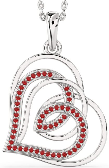 Ruby Platinum Heart Necklace