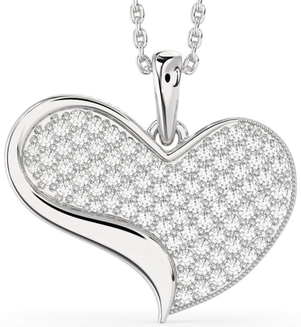 Large Diamond Platinum Heart Necklace