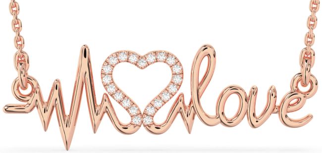 Large Diamond Rose Gold Heart Necklace