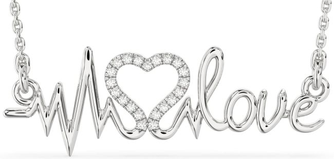 Large Diamond Platinum Heart Necklace