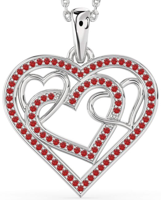 Ruby Platinum Heart Necklace