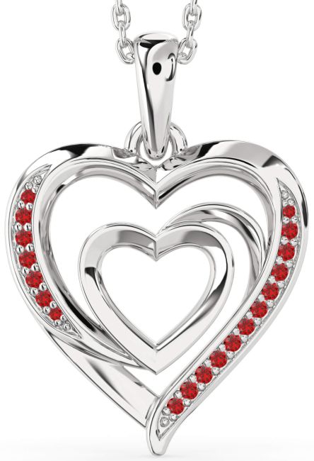 Ruby Platinum Heart Necklace