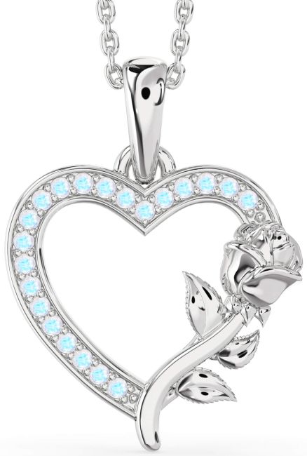 Moonstone Silver Heart Flower Necklace