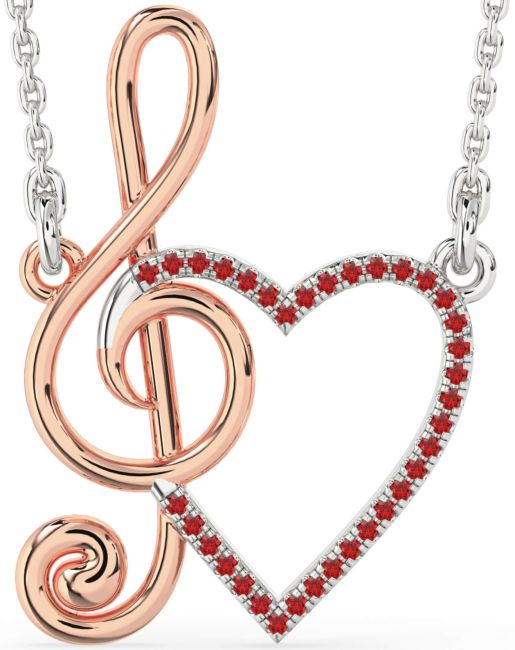 Ruby Silver & 10K Rose Gold Heart Necklace