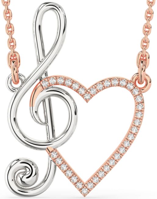 Diamond White Rose Gold Heart Necklace