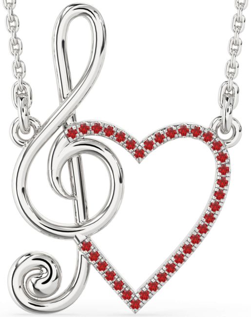 Ruby Platinum Heart Necklace