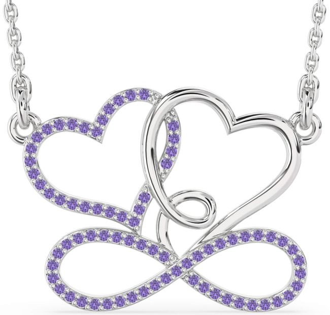Large Alexandrite Platinum Heart Infinity Necklace
