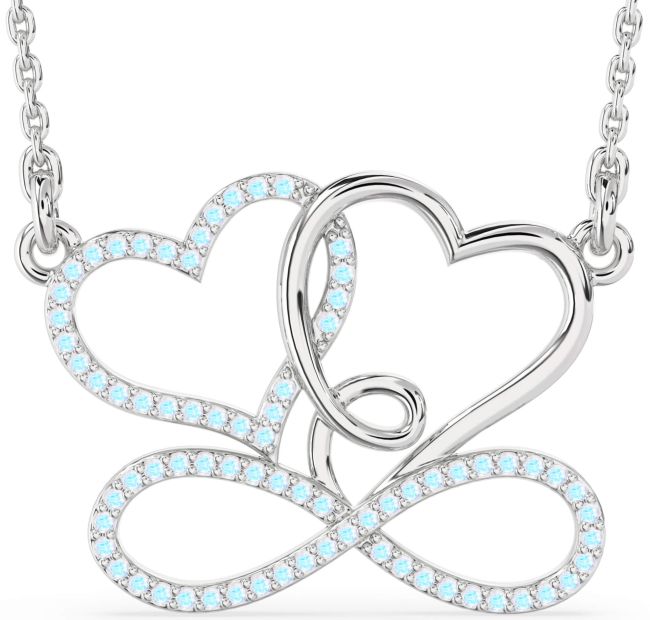 Large Moonstone Platinum Heart Infinity Necklace
