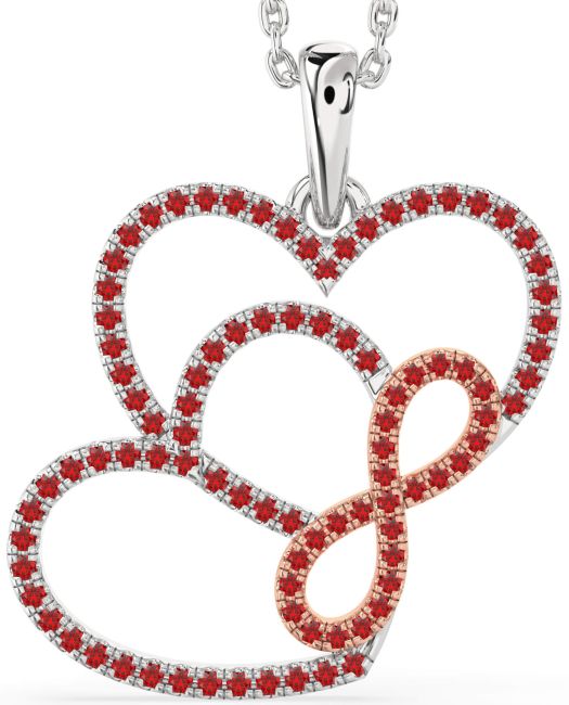 Ruby Rose Gold Silver Heart Infinity Necklace