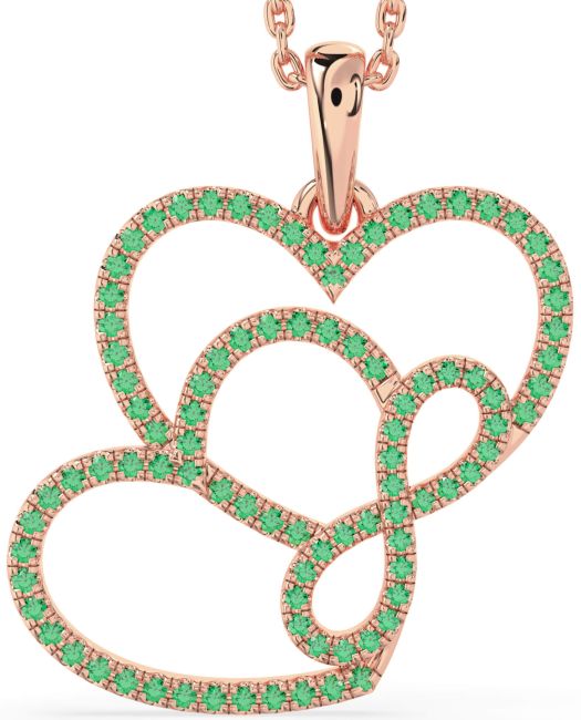 Emerald Rose Gold Silver Heart Infinity Necklace
