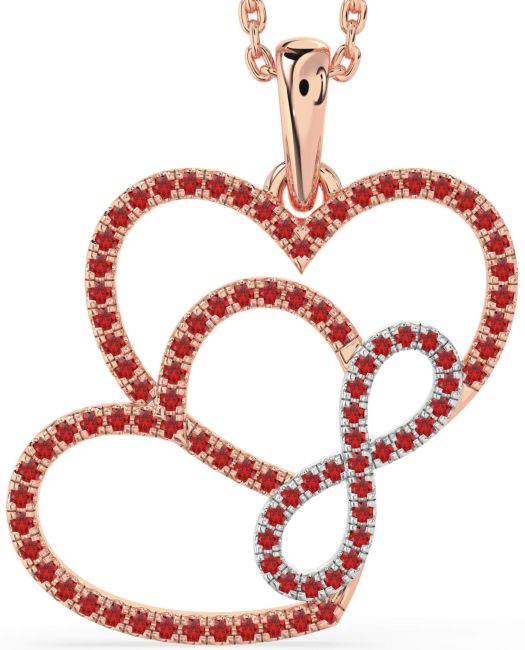 Ruby Rose Gold Silver Heart Infinity Necklace