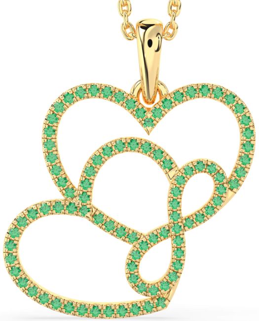 Emerald Gold Heart Infinity Necklace