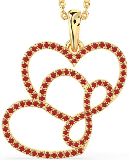 Ruby Gold Heart Infinity Necklace