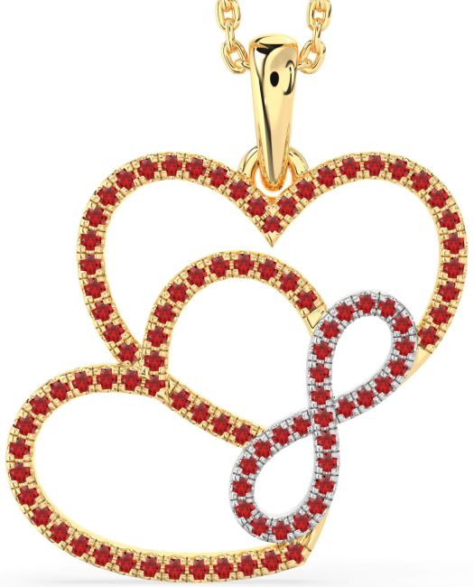 Ruby Gold Silver Heart Infinity Necklace