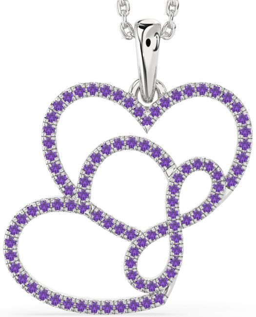 Amethyst Platinum Heart Infinity Necklace