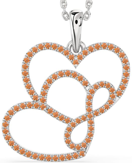 Citrine Platinum Heart Infinity Necklace