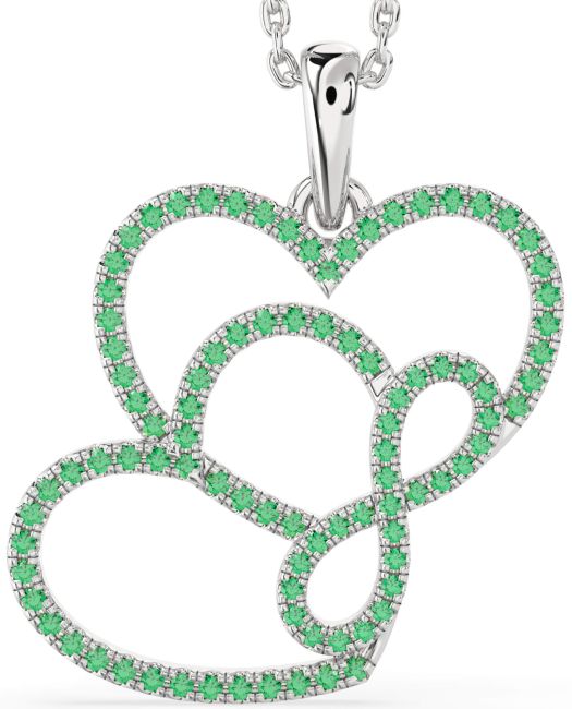 Emerald Platinum Heart Infinity Necklace