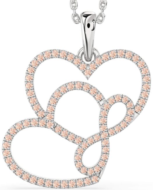Morganite Silver Heart Infinity Necklace