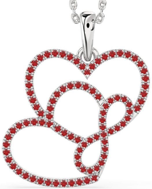 Ruby Platinum Heart Infinity Necklace