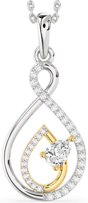 Diamond Gold Silver Infinity Teardrop Necklace