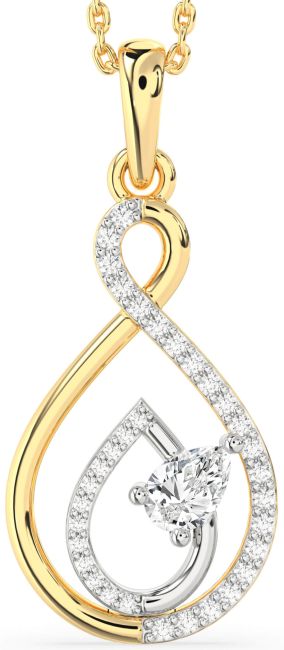 Diamond Gold Silver Infinity Teardrop Necklace