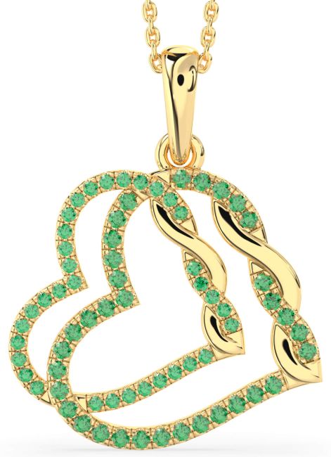 Large Emerald Gold Heart Necklace