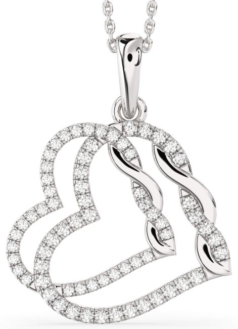 Large Diamond Silver Heart Necklace