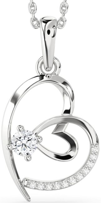 Diamond Silver Heart Necklace