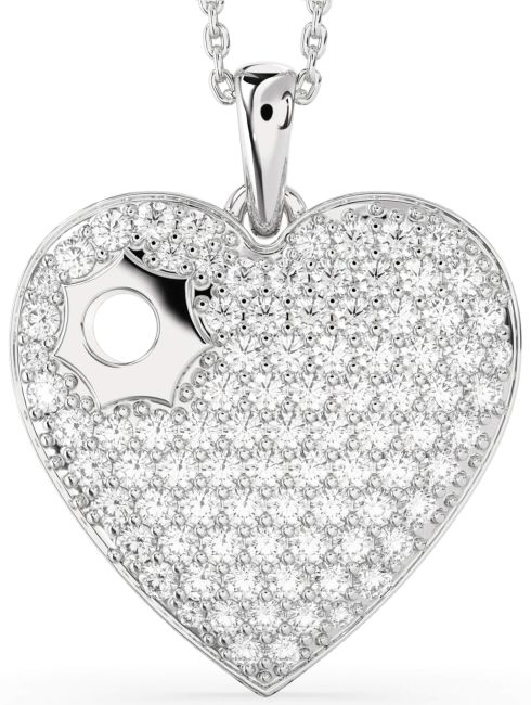 Large Diamond Platinum Heart Necklace