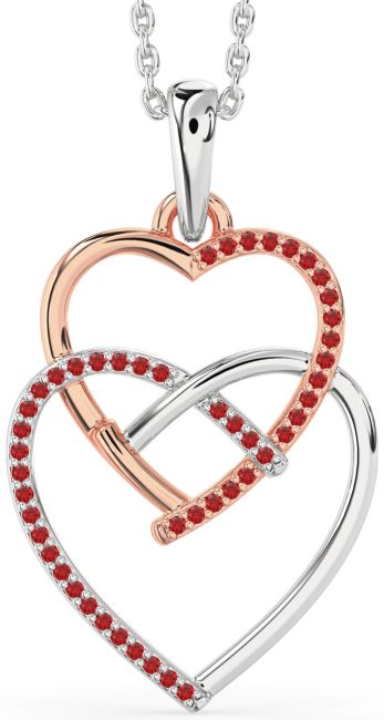 Ruby Rose Gold Silver Heart Necklace