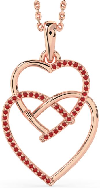 Ruby Rose Gold Silver Heart Necklace