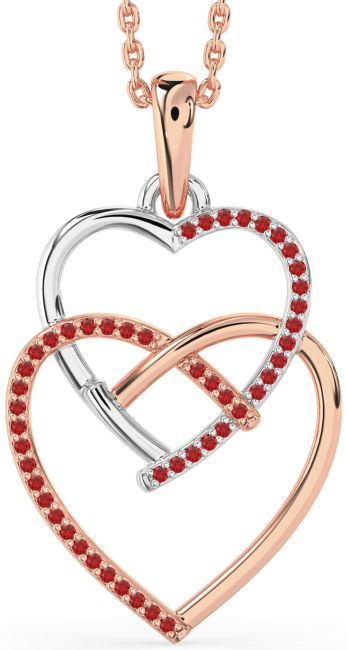 Ruby Rose Gold Silver Heart Necklace