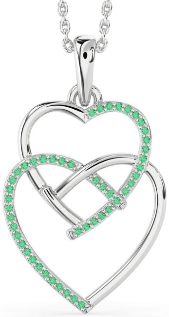 Emerald White Gold Heart Necklace