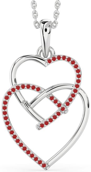 Ruby Platinum Heart Necklace