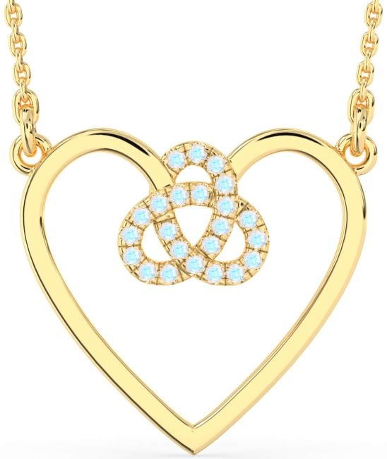 Large Moonstone Gold Heart Trinity Knot Necklace