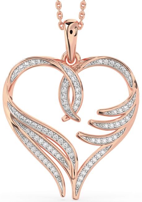 Large Diamond Rose Gold Heart Necklace