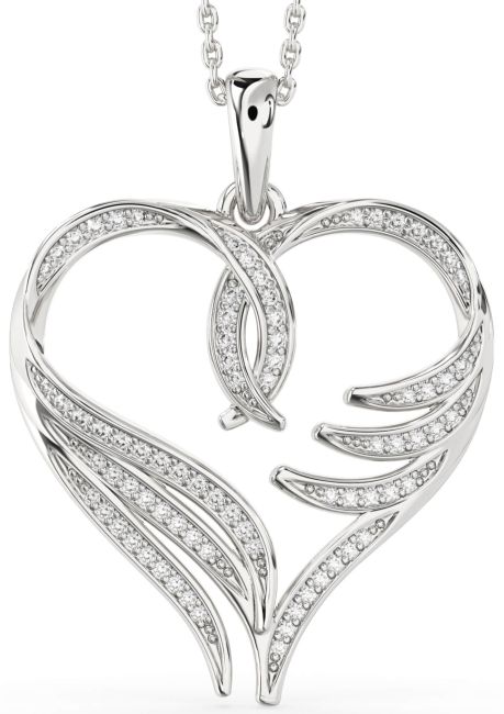 Large Diamond White Gold Heart Necklace