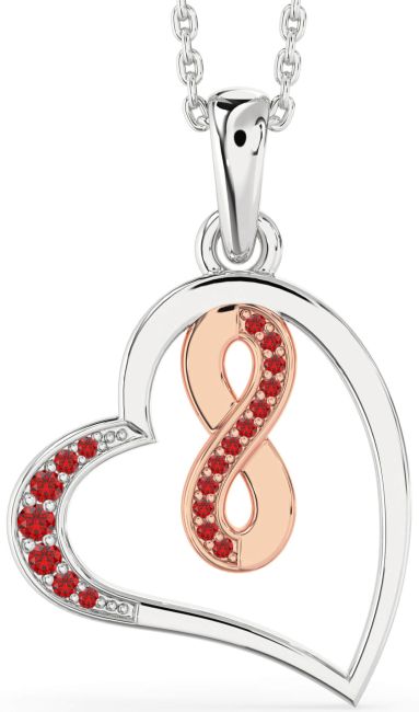 Ruby Rose Gold Silver Heart Infinity Necklace