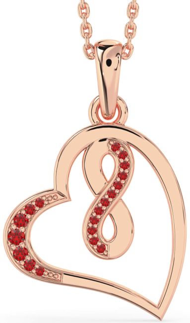 Ruby Rose Gold Silver Heart Infinity Necklace