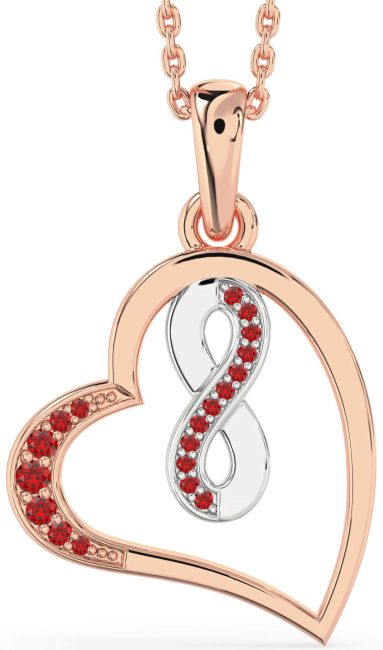 Ruby Rose Gold Silver Heart Infinity Necklace
