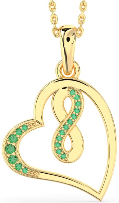 Emerald Gold Heart Infinity Necklace