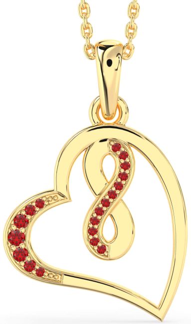 Ruby Gold Heart Infinity Necklace