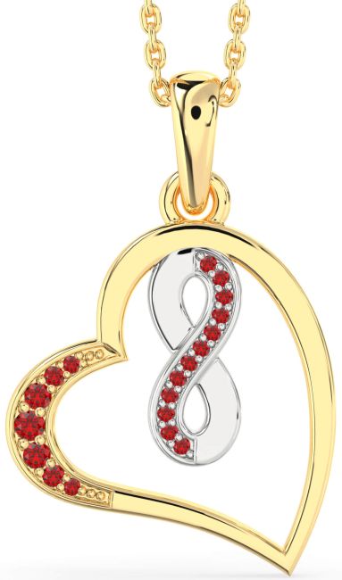 Ruby Gold Silver Heart Infinity Necklace