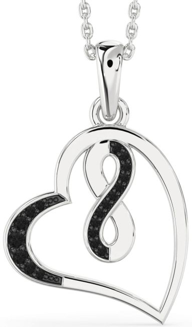 Black Diamond Platinum Heart Infinity Necklace