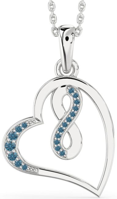 Blue Diamond Platinum Heart Infinity Necklace