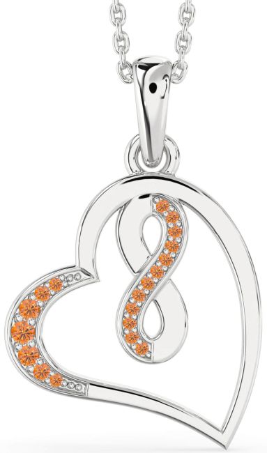 Citrine Platinum Heart Infinity Necklace