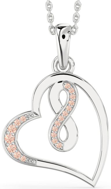 Morganite Silver Heart Infinity Necklace