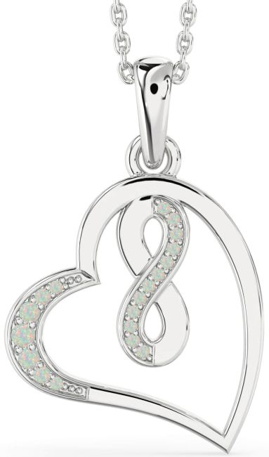 Opal Platinum Heart Infinity Necklace